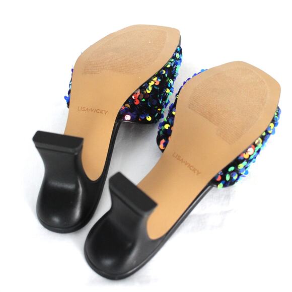 Lisa Vicky Women's Pretty-V Multi Payette Sequin Slide Sandal Size 9M NIB - Picture 5 of 6